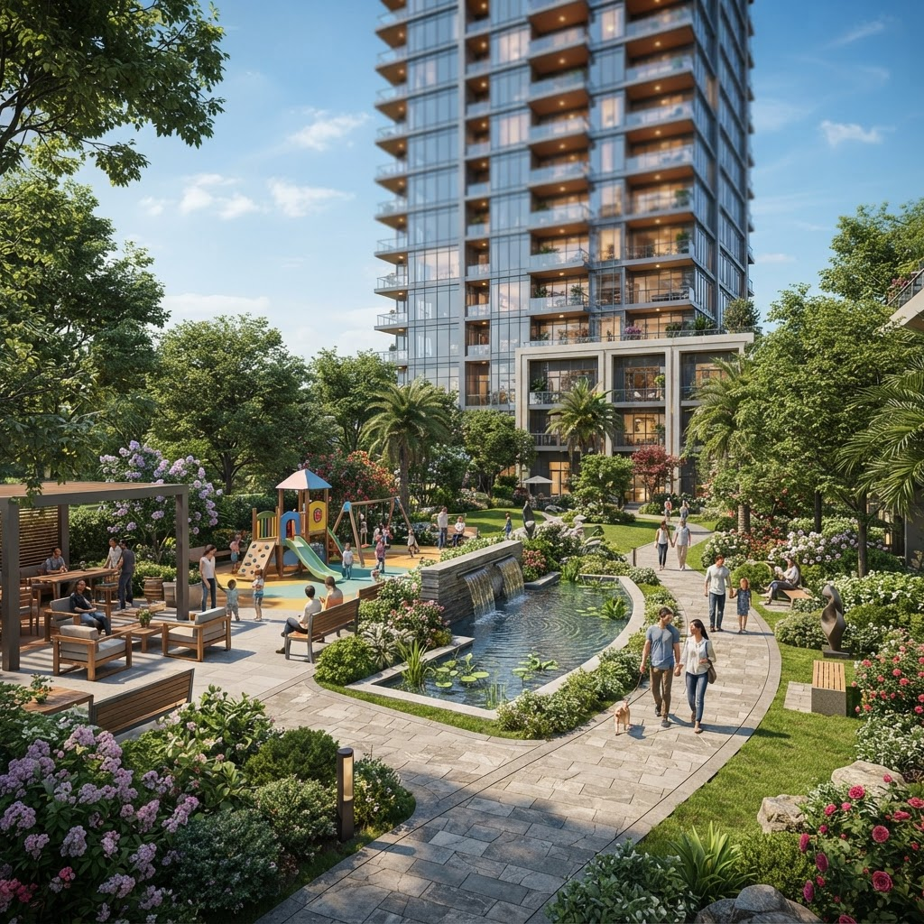 Landscaped courtyard garden